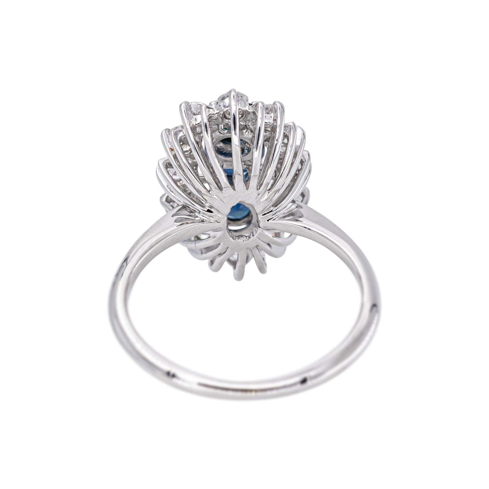 White Gold Marquise Ring with Sapphire
