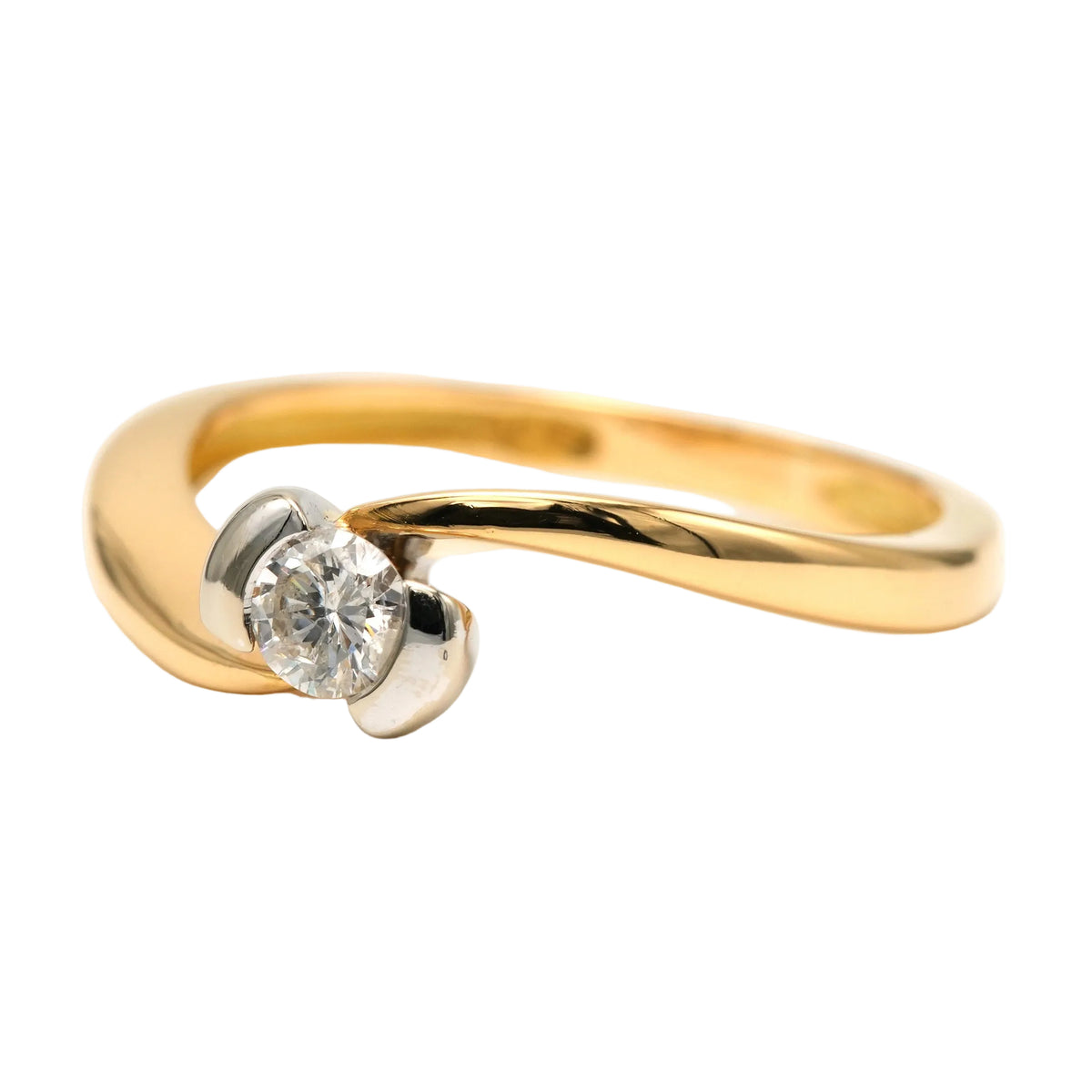 Bague Solitaire en or blanc, or jaune et diamant