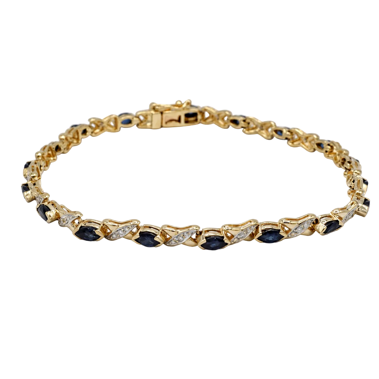 "Ligne" Bracelet in Yellow Gold, Sapphires, and Diamonds