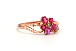 Ring in Yellow gold, Sapphires and Pearls