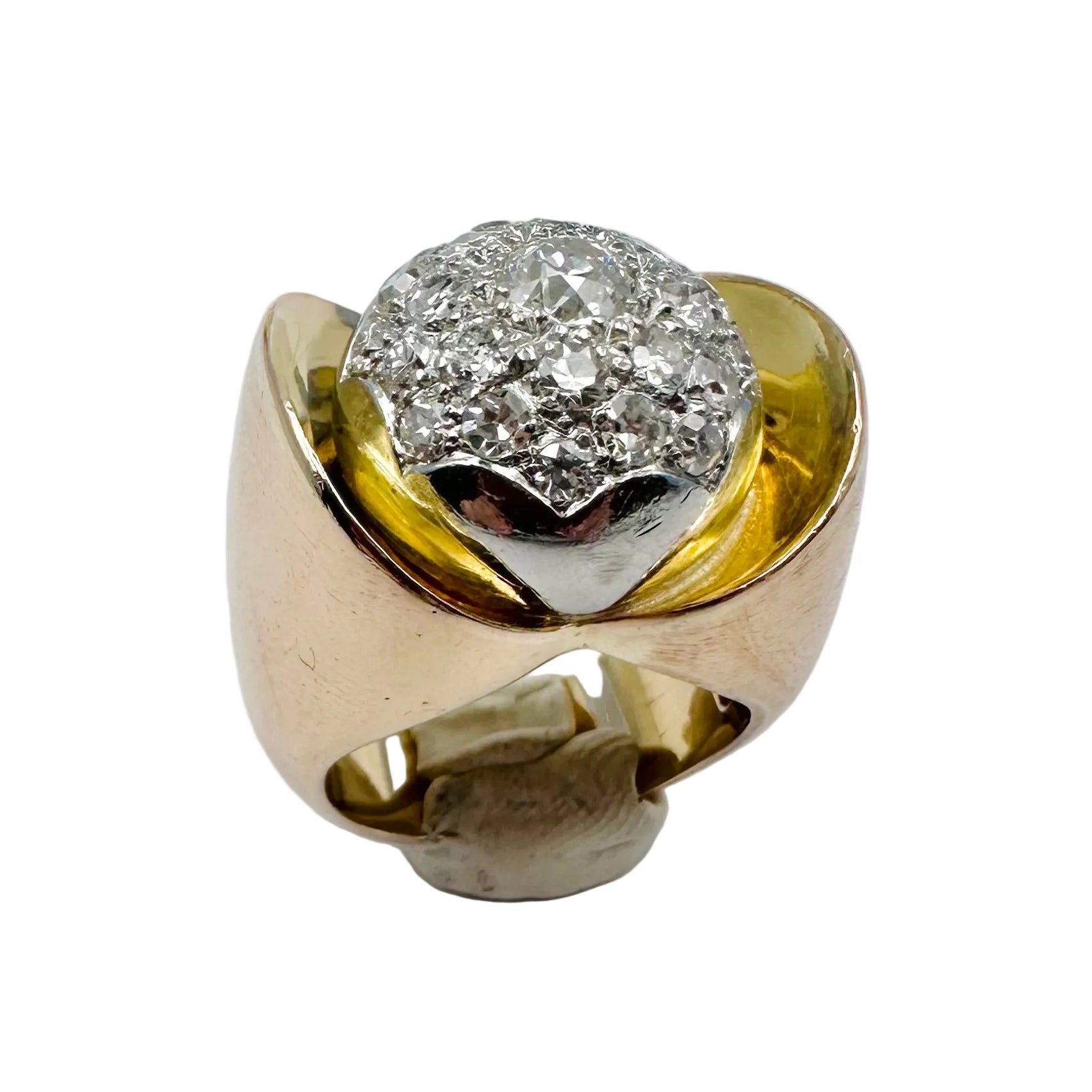 Yellow gold and Diamond Dome Ring