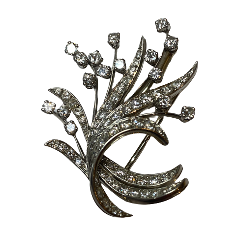 White Gold and Diamond Clip Brooch