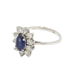 Marguerite Ring in White Gold, Sapphire, and Diamonds