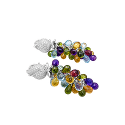 Boucles d'oreilles Pendantes en or blanc, améthystes, citrines, topazes, péridots et diamants