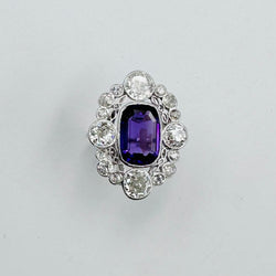 Bague Pompadour en platine, améthyste et diamants