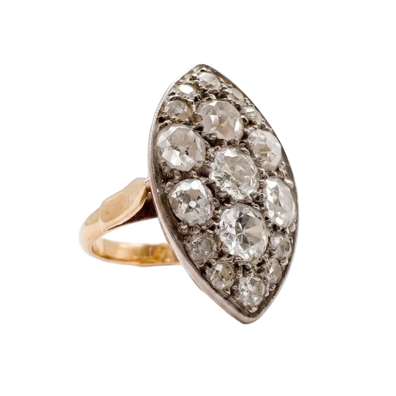 18K Gold and Platinum Marquise Ring with Diamonds (Approx. 3 Carats) (Size 54)