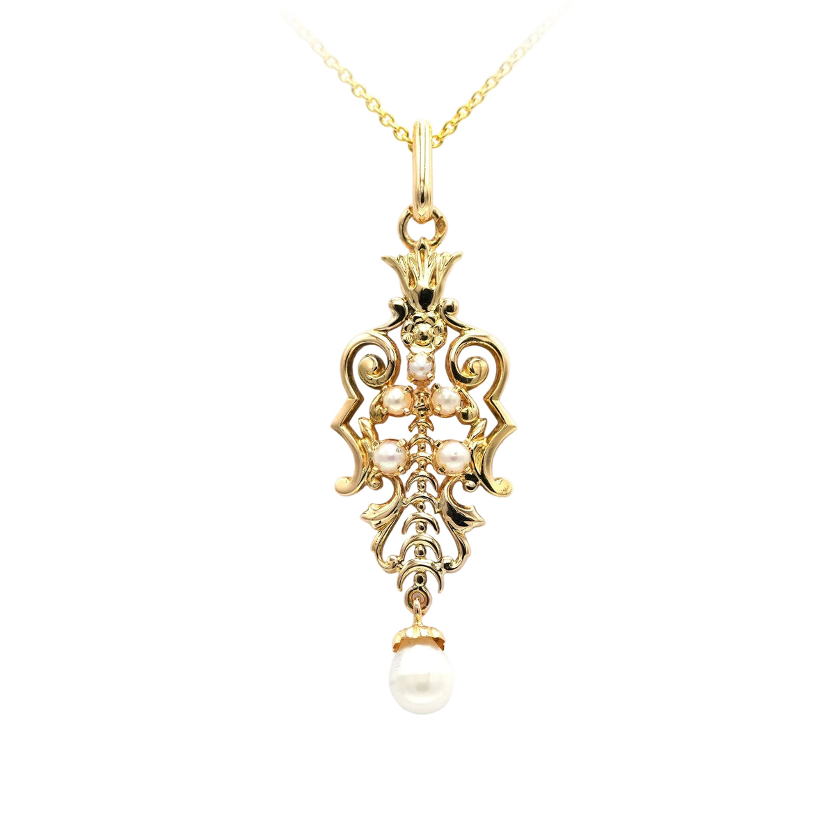Yellow gold and pearl pendant