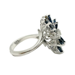 Cocktail Ring in White Gold, Sapphires, and Diamonds