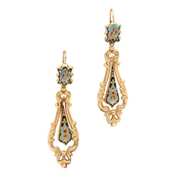 Yellow Gold and Enamel Drop Earrings