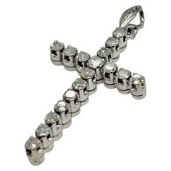 14K White Gold Cross Pendant with 0.90 ct Diamonds