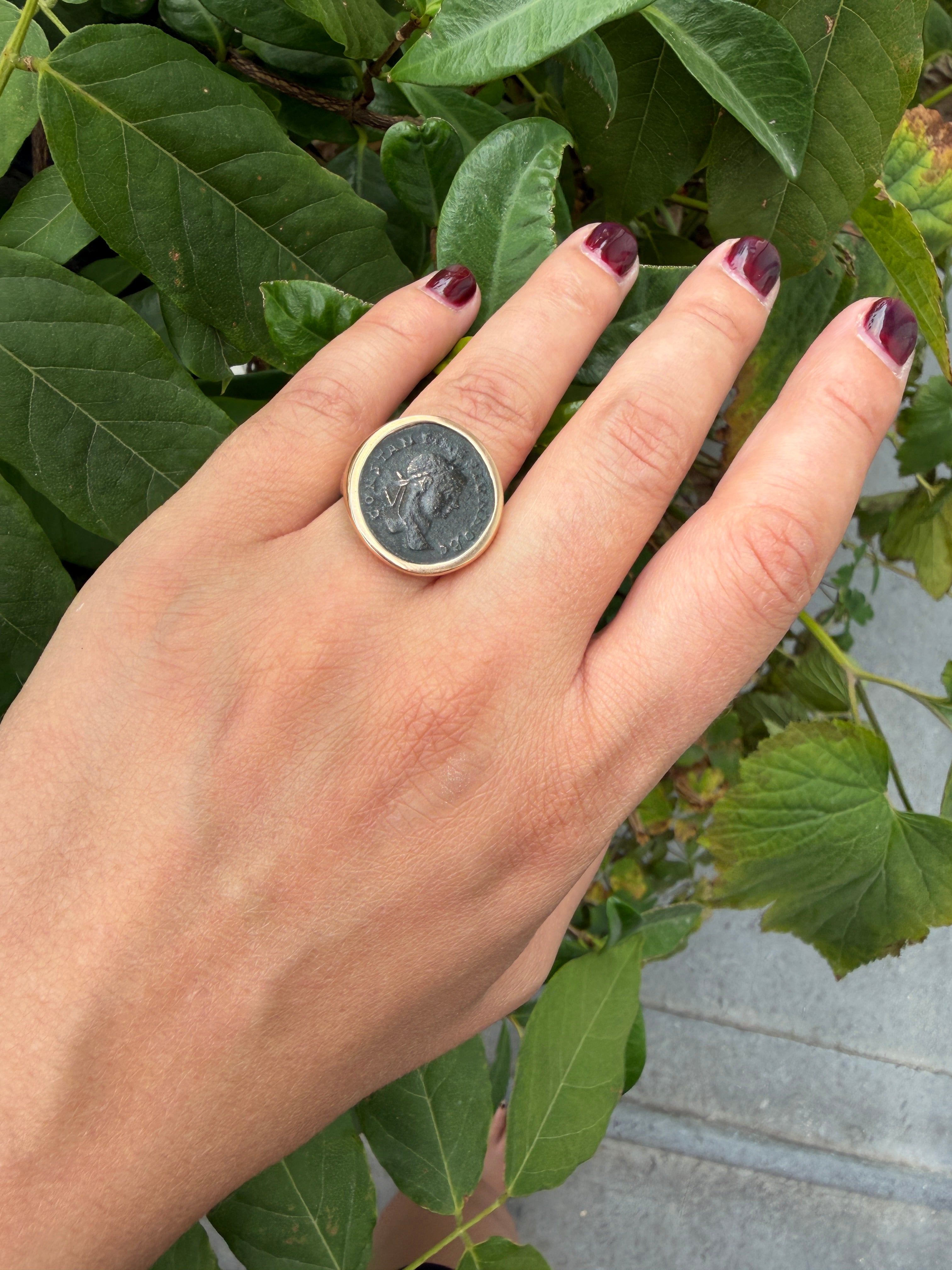 BULGARI "Monete" Signet ring in Rose gold and Bronze
