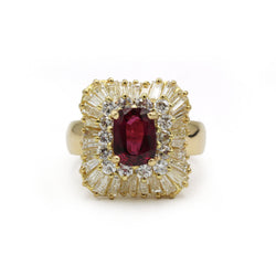 Entourage Ring in yellow gold, rubies, and diamonds