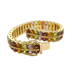 Bracelet GOUBLE' PARIS en or jaune, quartz, améthystes, tourmalines et diamants