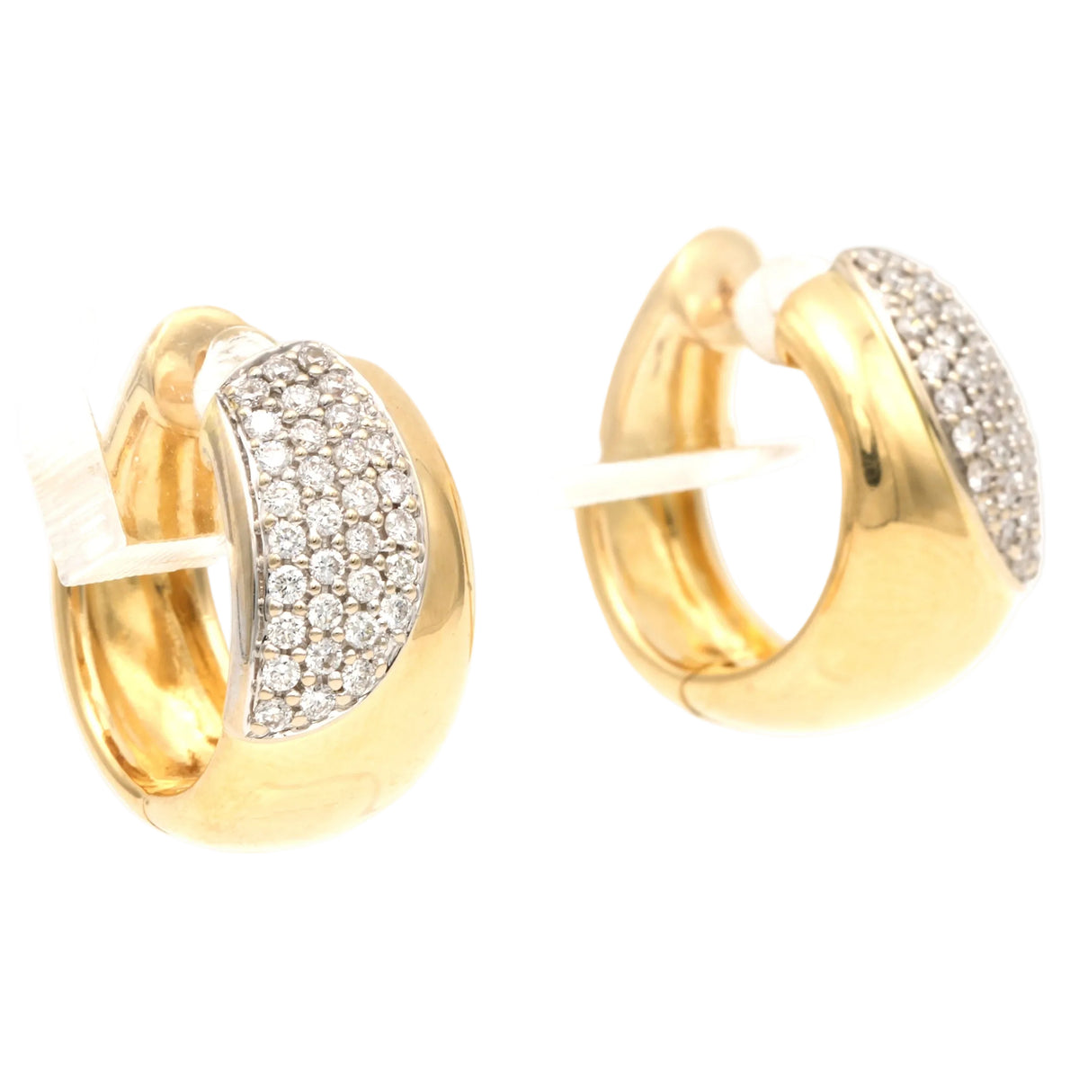 Yellow Gold and Diamond Hoop Earrings
