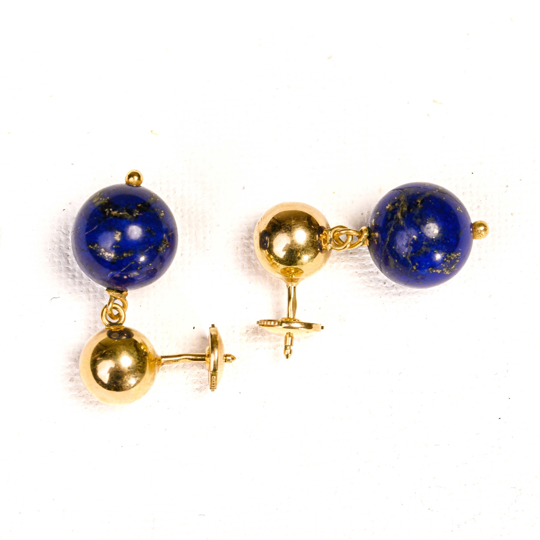 Yellow gold and Lapis lazuli Drop Earrings