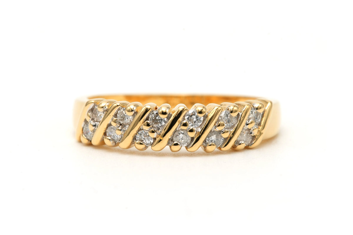 Yellow Gold and Diamond Band Ring