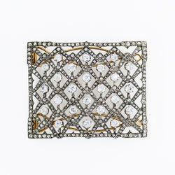 Plaque de cheveux en or jaune, argent et diamants