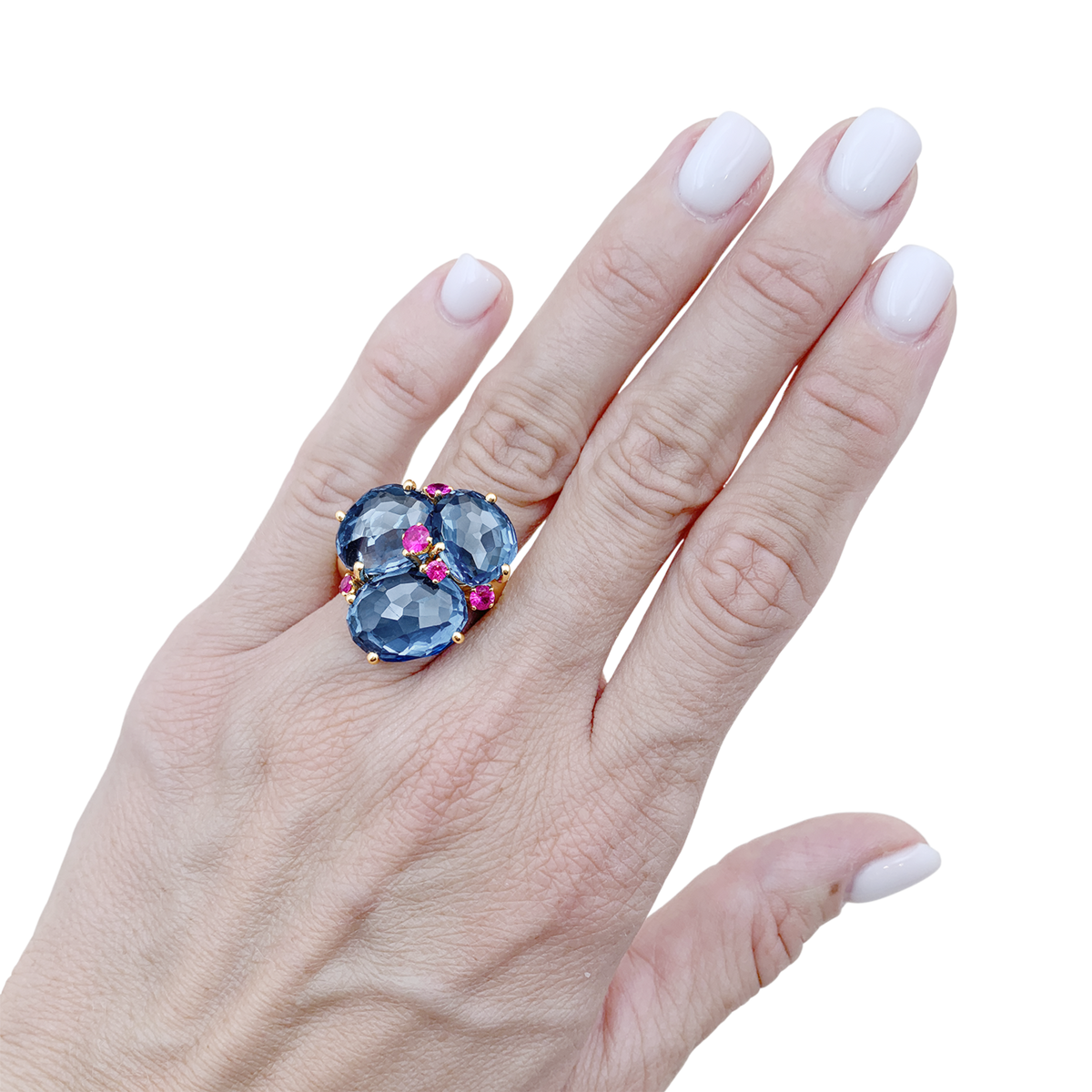 POMELLATO "Bahia" Cocktail Ring in rose gold, Topaz, and Sapphire