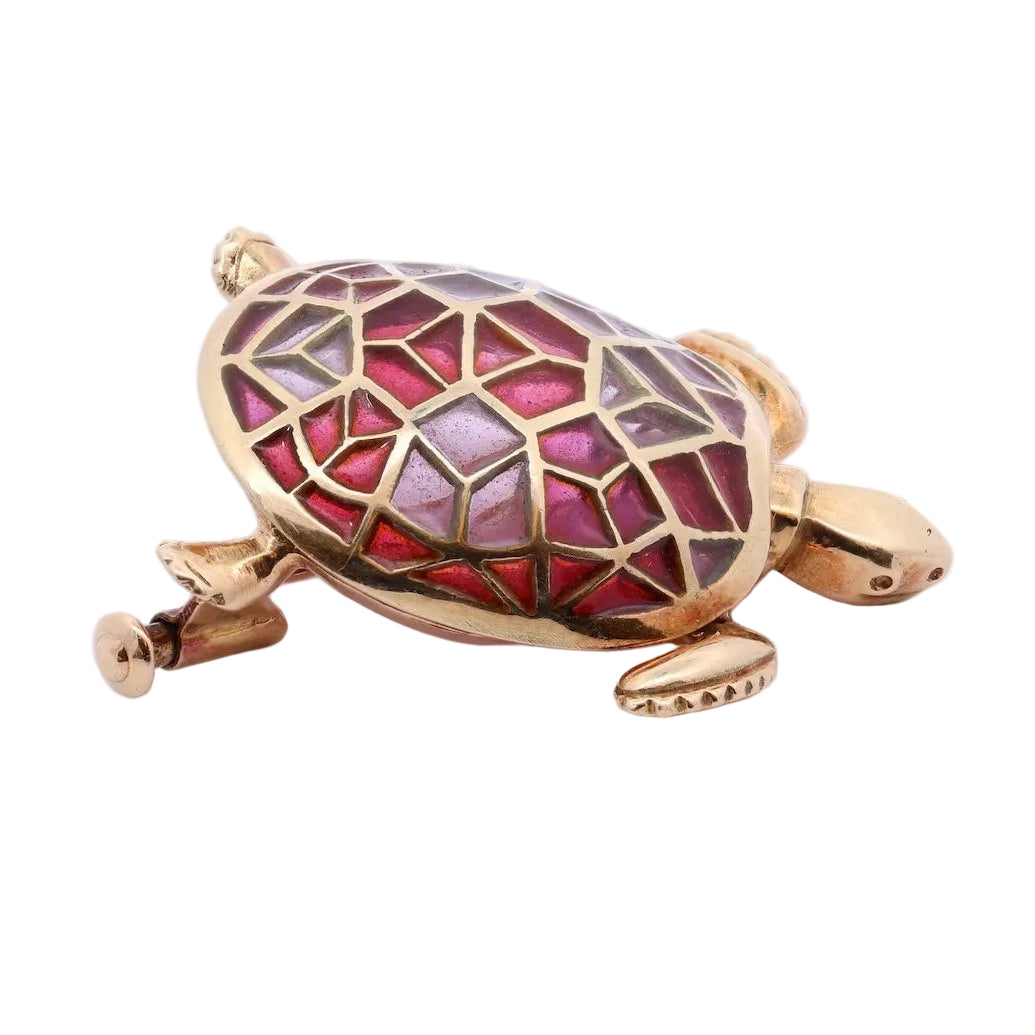Yellow Gold and Enamel Brooch