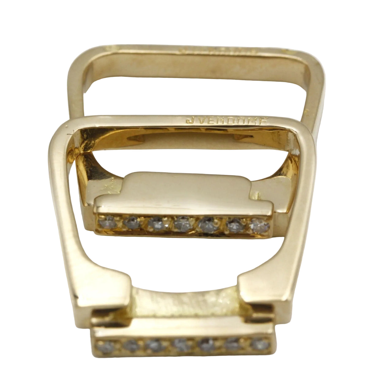J.VENDOME Tank Rings in white gold, yellow gold, sapphires, and diamonds