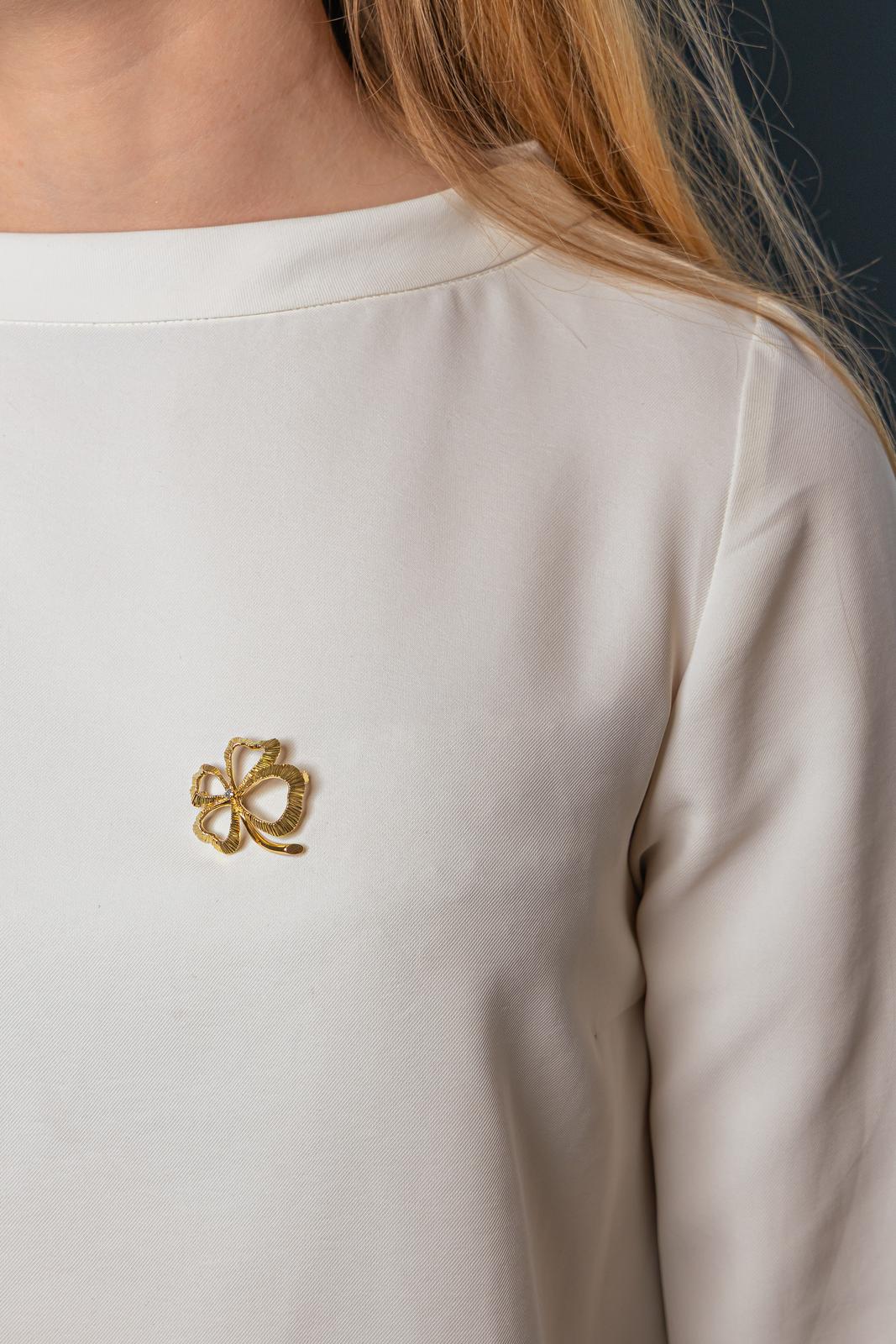 Yellow Gold Diamond Clover Brooch