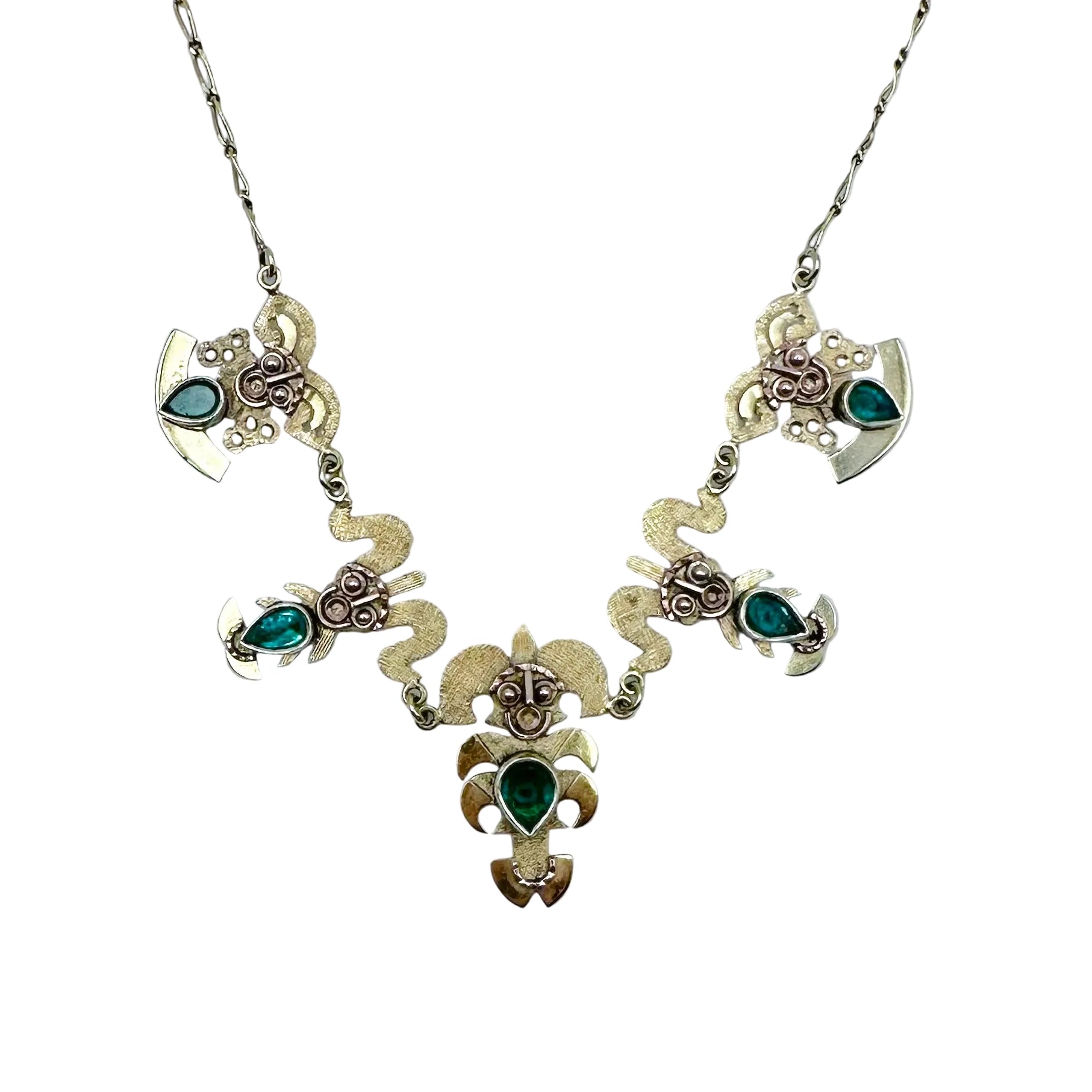Drapery Necklace in Yellow Gold and Emerald