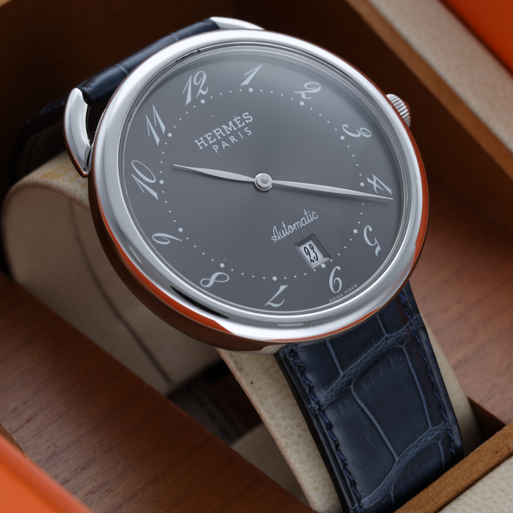 HERMÈS "Arceau" Watch in Steel and Leather