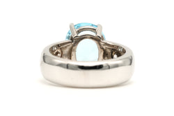 Bague Solitaire en or blanc, topaze et diamants