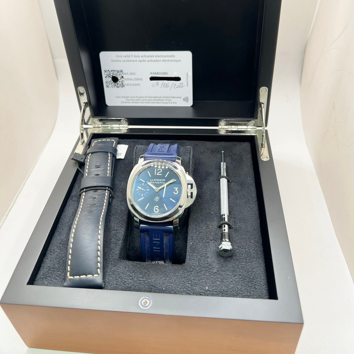 PANERAI "Luminor Base" Watch in Steel and Rubber