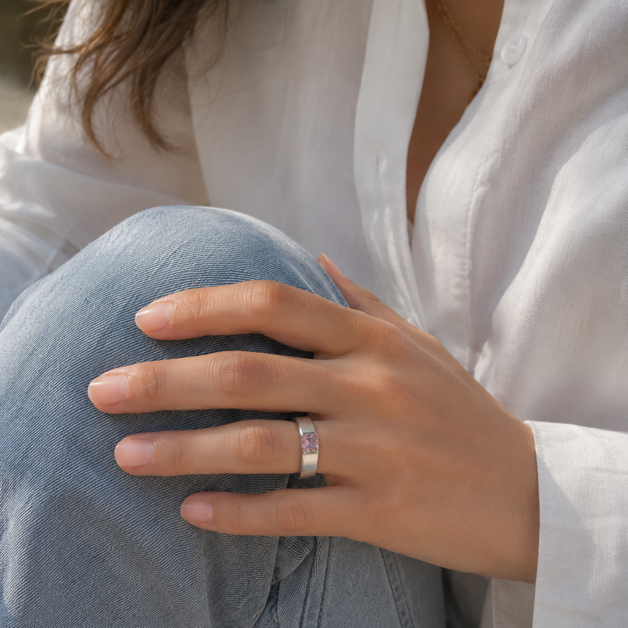 Bague Tank CARTIER en or blanc et tourmaline