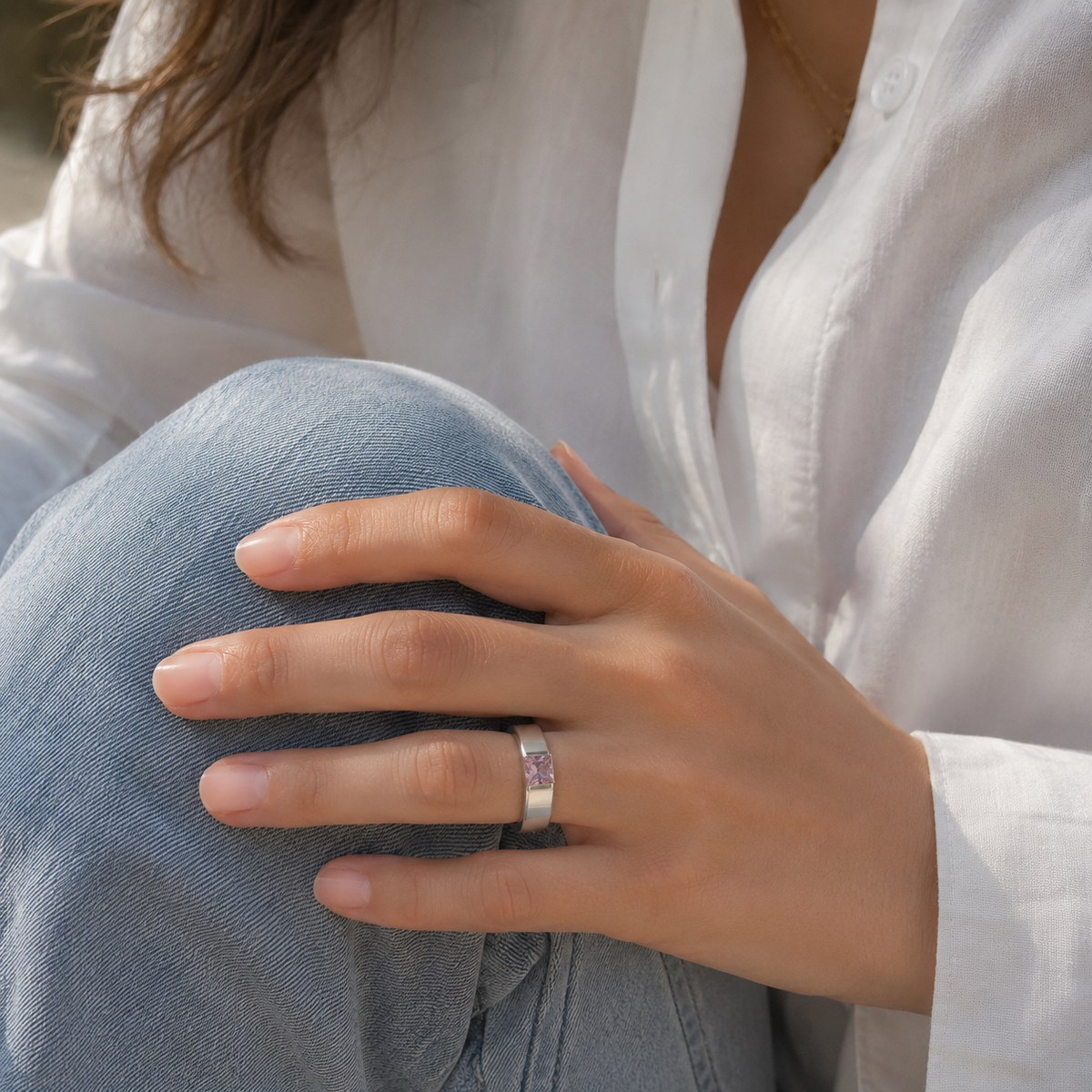 Bague Tank CARTIER en or blanc et tourmaline