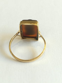 Antique Agate Cameo Ring Featuring a Greek Warrior