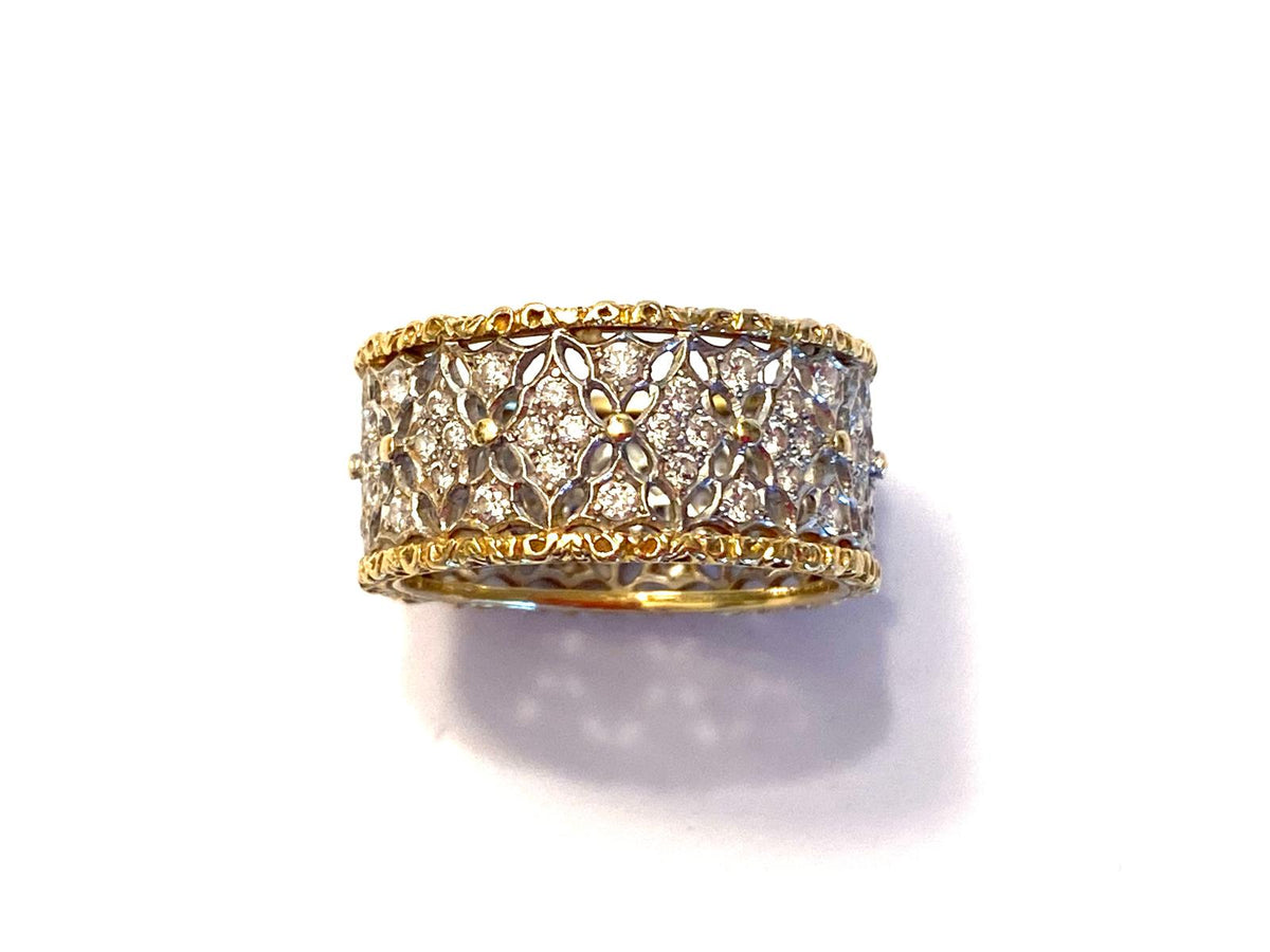 BUCCELLATI ring from the Eternelle Vietri collection, in yellow gold and white gold, set with diamonds