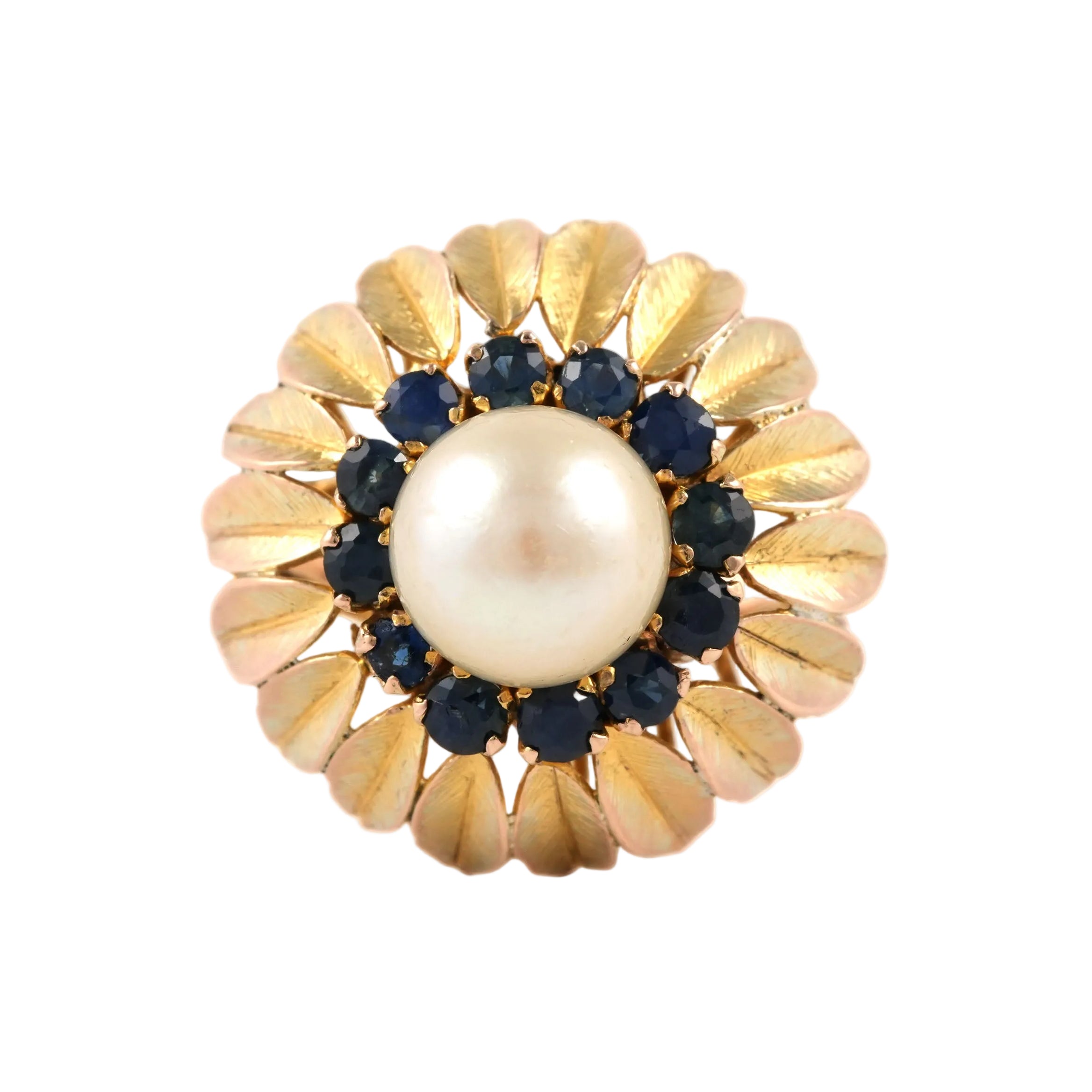 "Dôme" Ring in Yellow Gold, Pearl, and Sapphires