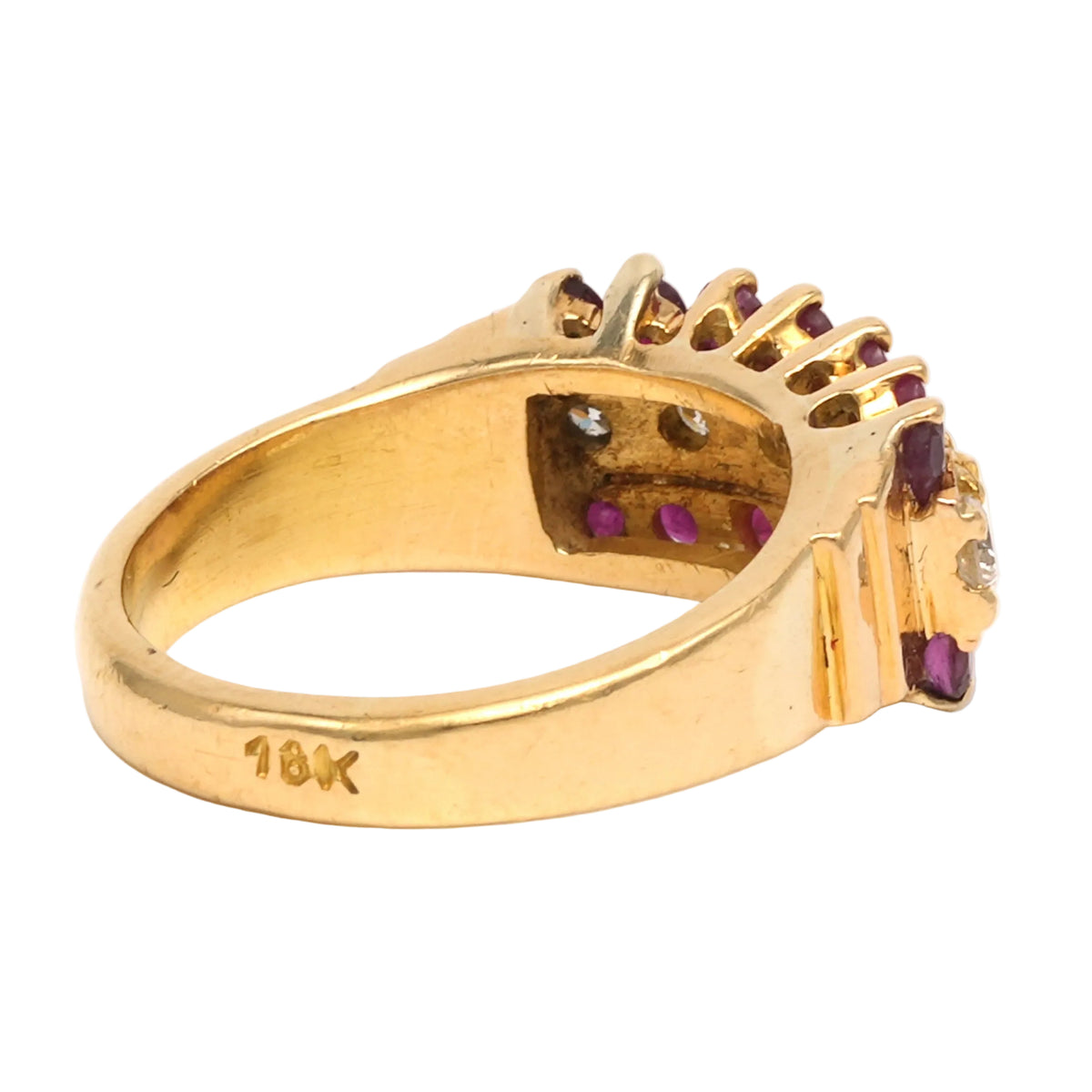 Band Ring in Yellow Gold, Rubies, and Diamonds