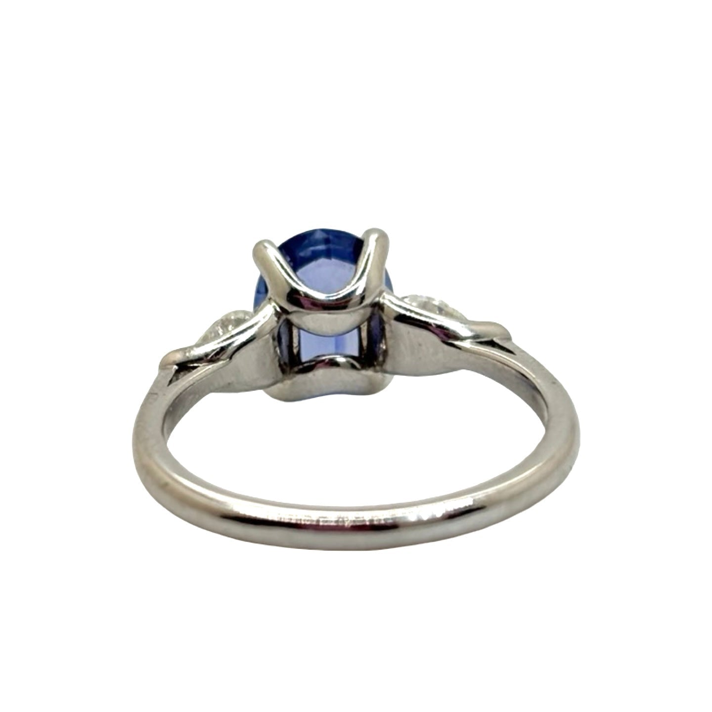 Trilogy Ring in White Gold, Sapphire, and Diamonds