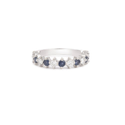 Bague Alliance en or blanc, saphirs et diamants