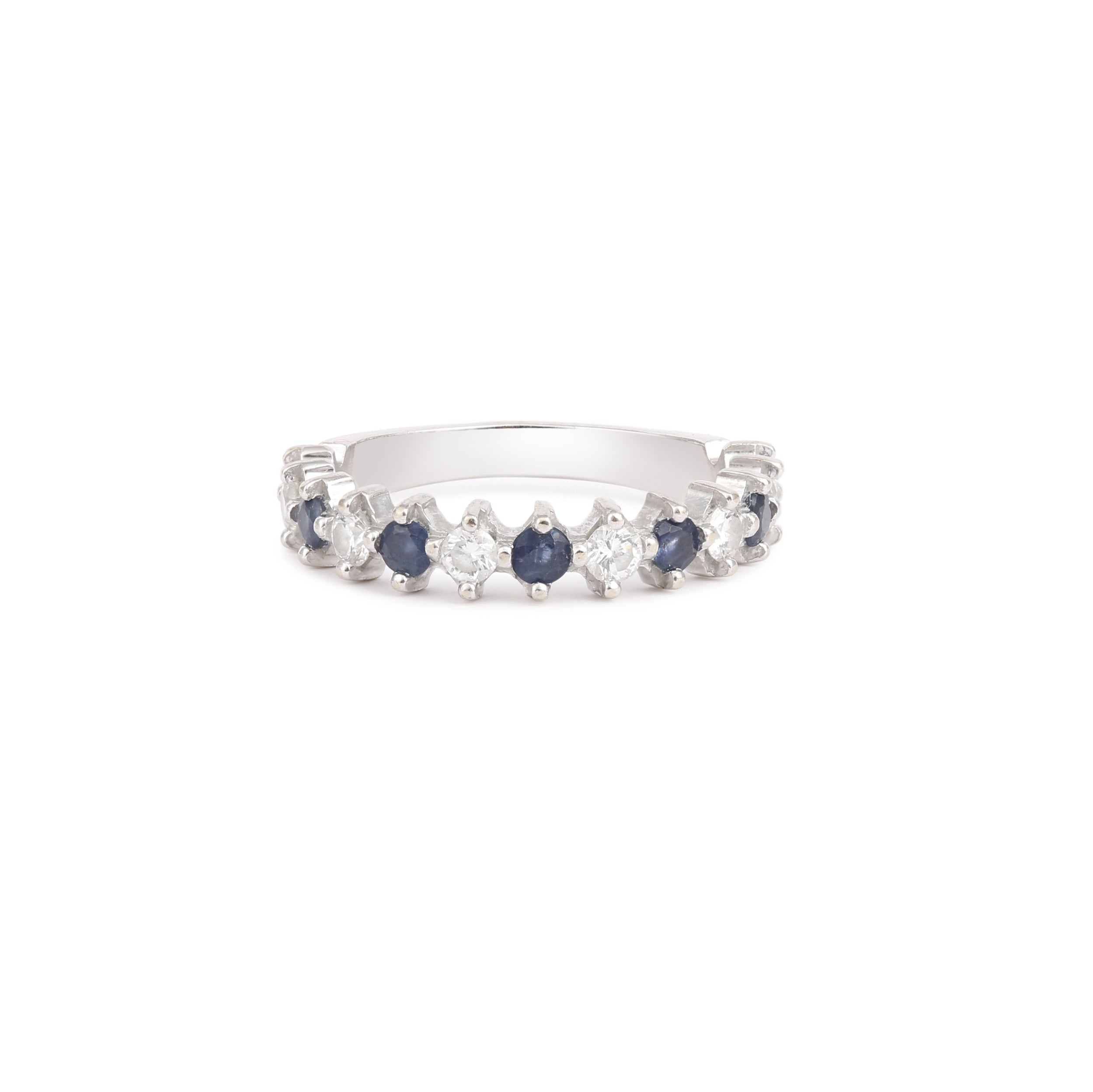 Bague Alliance en or blanc, saphirs et diamants
