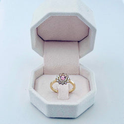 GEMMYO "Lefkos Camaïeux" Entourage Ring in yellow gold, Tourmaline, and Diamonds