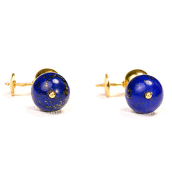 Yellow gold and Lapis lazuli Drop Earrings