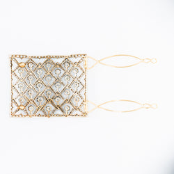 Plaque de cheveux en or jaune, argent et diamants