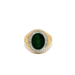 Bague Chevalière en or jaune, camée et diamants