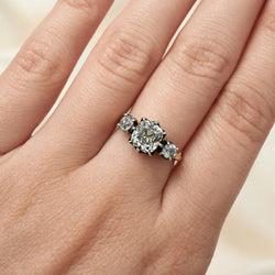 Trilogy Ring in Yellow Gold, Silver, and Diamonds