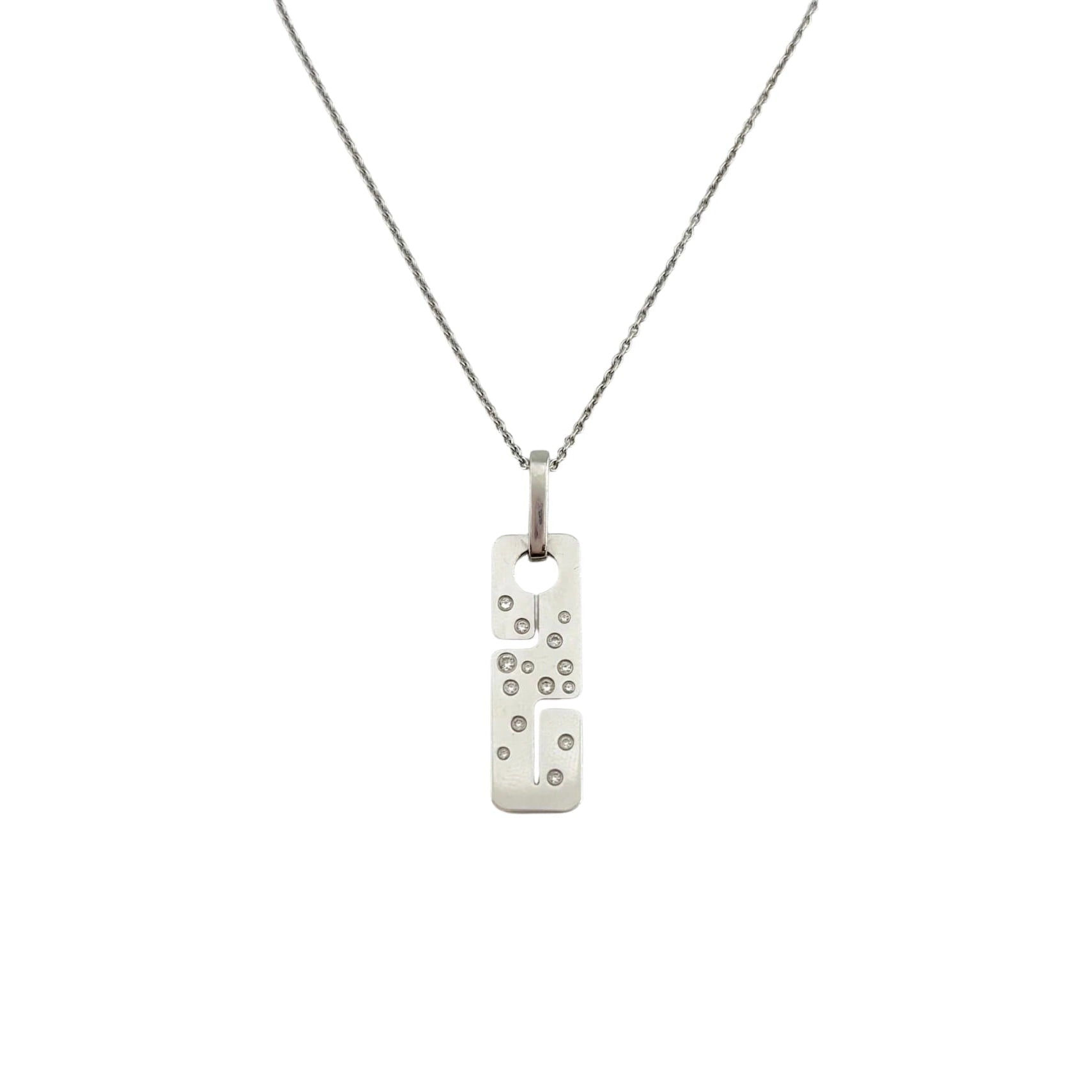 DINH VAN "Seventies" Pendant Necklace in White Gold and Diamonds
