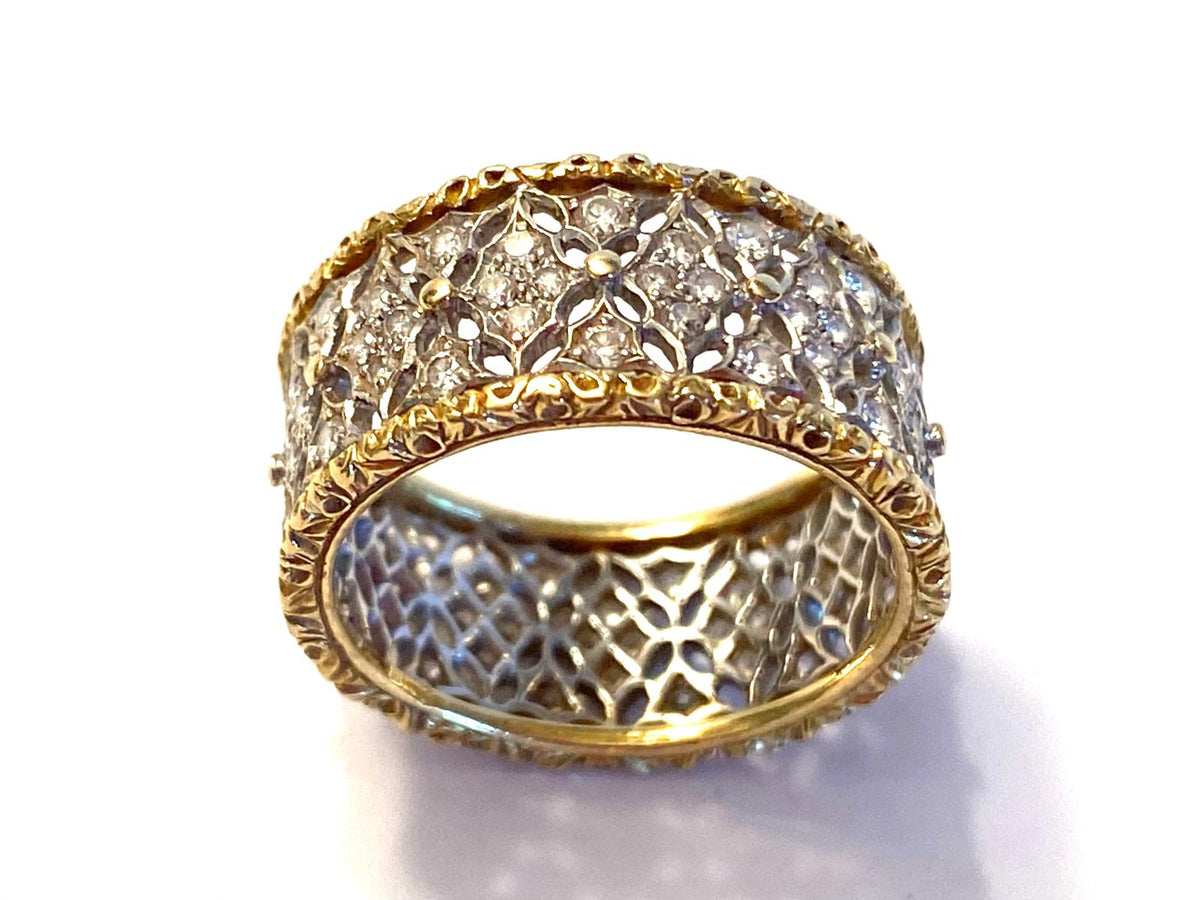 BUCCELLATI ring from the Eternelle Vietri collection, in yellow gold and white gold, set with diamonds