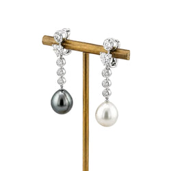 CARTIER Drop Earrings in platinum, pearls, and diamonds