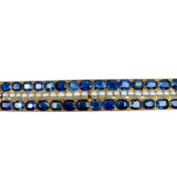 Yellow Gold Brooch with Pearls and Sapphires