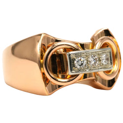 Yellow Gold and Diamond Tank Ring