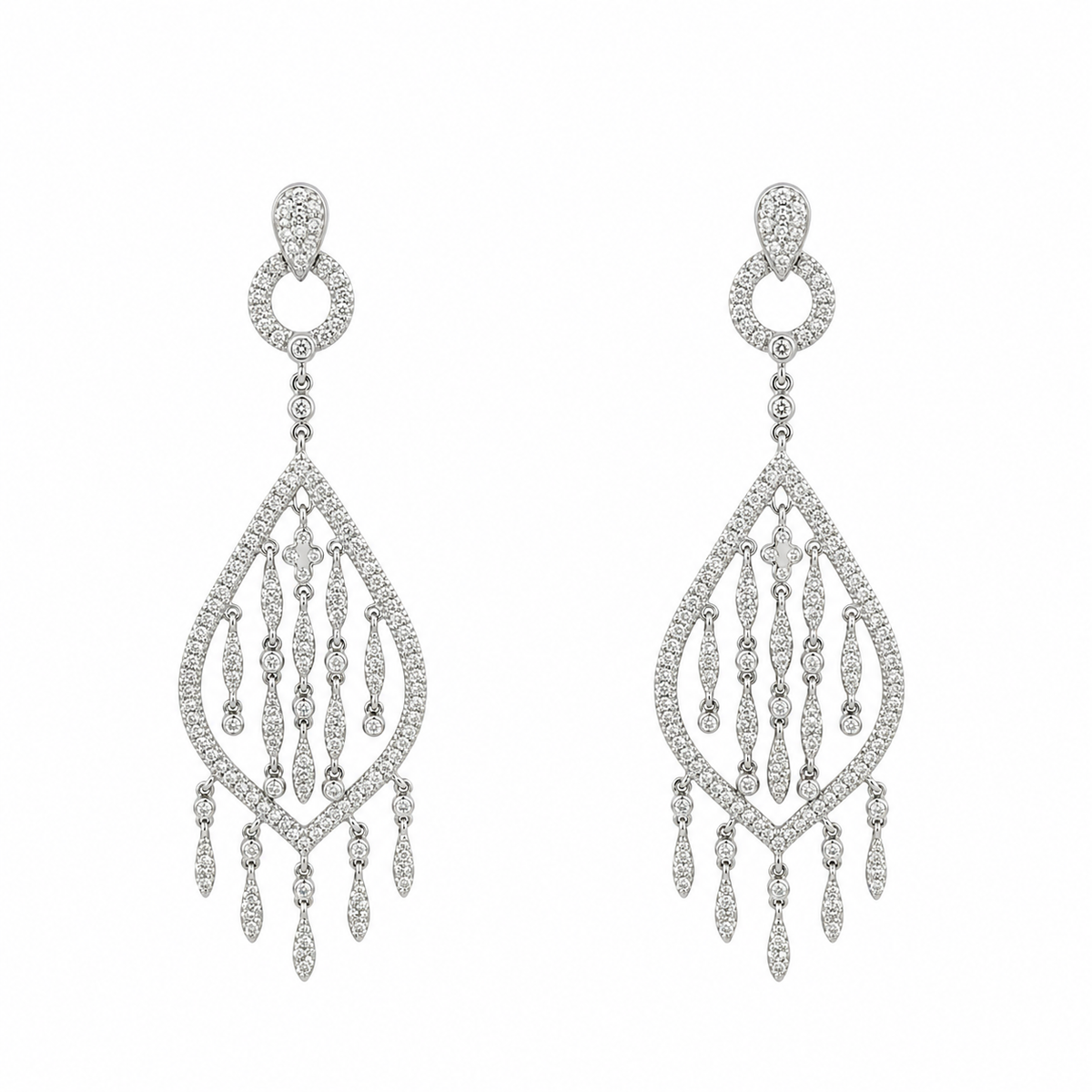 Boucles d'oreilles Pendantes en or blanc et diamants