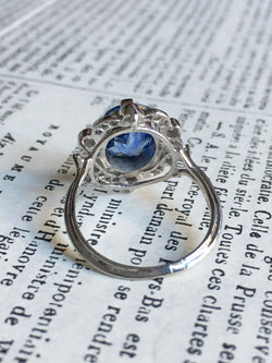 Entourage Ring in white gold, Platinum, Sapphire, and Diamonds